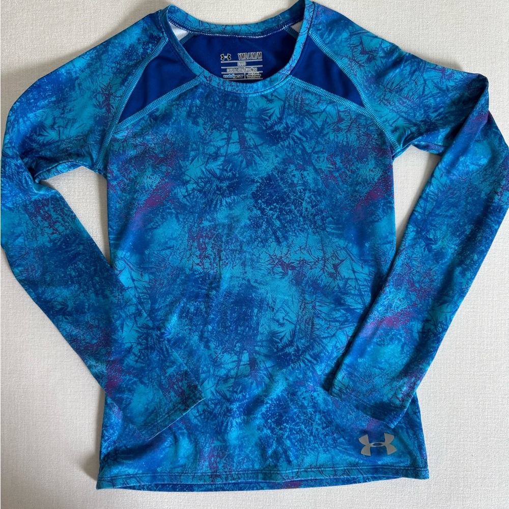 Under Armour ColdGear Girls YMD Fitted Long Sleeve Base Layer Blue